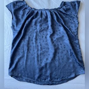 LC Lauren Conrad Scoop Neck Blue Floral Blouse with Neck Tie - Size S